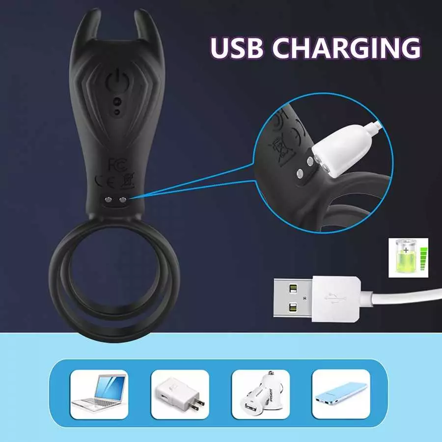 Vibrating Penis Ring with Remote Control for Men Couples,Dual Cock Rings Soft Silicone 10 Vibration Mode Rabbit Clit Vibrators S