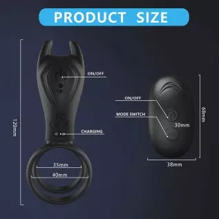 Vibrating Penis Ring with Remote Control for Men Couples,Dual Cock Rings Soft Silicone 10 Vibration Mode Rabbit Clit Vibrators S