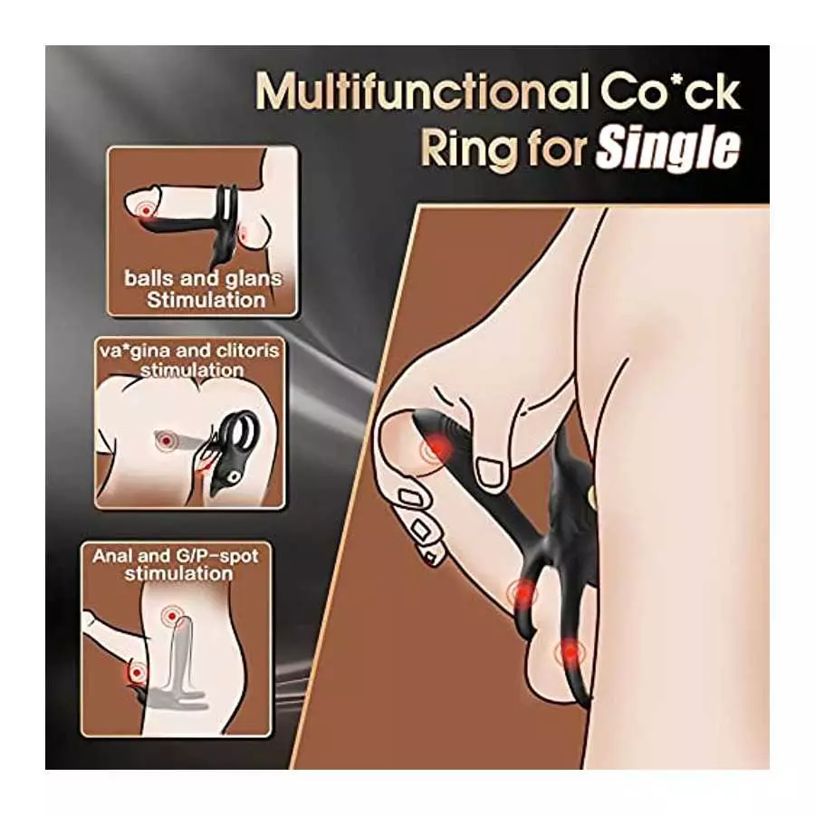 Vibrating Cock Ring, 3 in 1 Penis Ring Vibrator with 10 Vibration Modes G-Spot & Clitoral Stimulator, Silicone Adult Sex Toy Ere