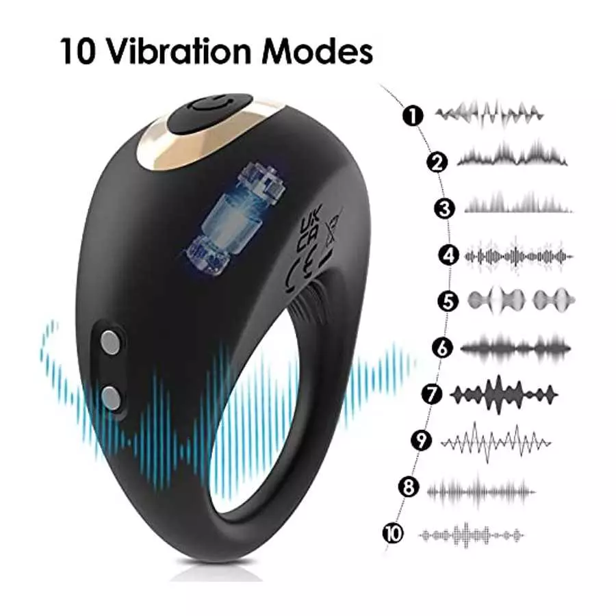 Penis Ring Remote Control Sex Toys, Eupher Vibrating Cock Rings Rechargable for Men Erection Sex with 10 Vibrations, Silicone Ma