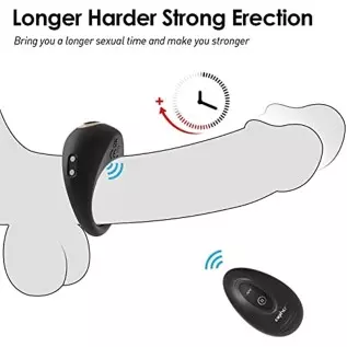 Penis Ring Remote Control Sex Toys, Eupher Vibrating Cock Rings Rechargable for Men Erection Sex with 10 Vibrations, Silicone Ma
