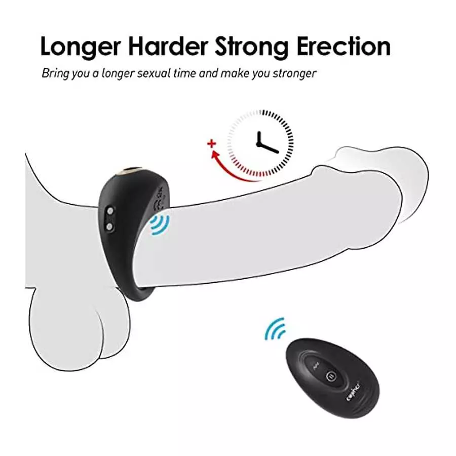 Penis Ring Remote Control Sex Toys, Eupher Vibrating Cock Rings Rechargable for Men Erection Sex with 10 Vibrations, Silicone Ma