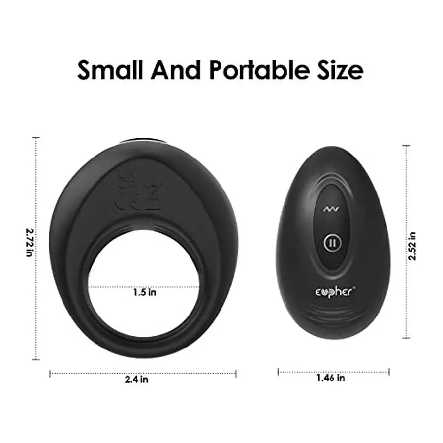 Penis Ring Remote Control Sex Toys, Eupher Vibrating Cock Rings Rechargable for Men Erection Sex with 10 Vibrations, Silicone Ma
