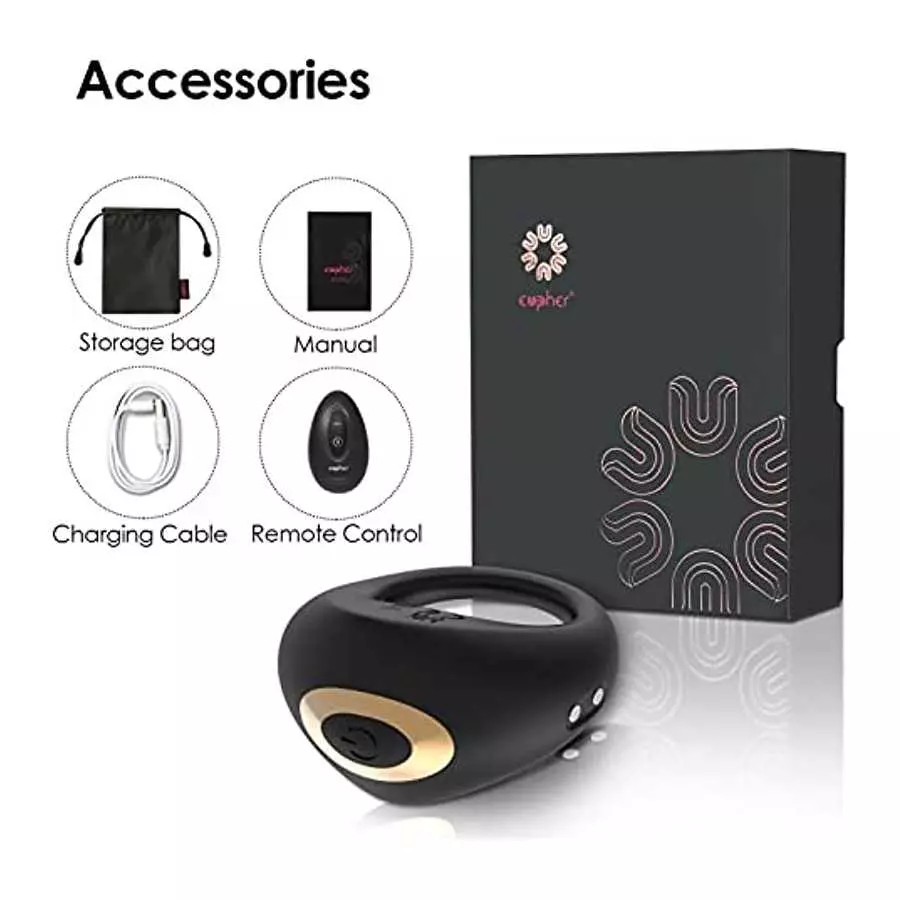 Penis Ring Remote Control Sex Toys, Eupher Vibrating Cock Rings Rechargable for Men Erection Sex with 10 Vibrations, Silicone Ma