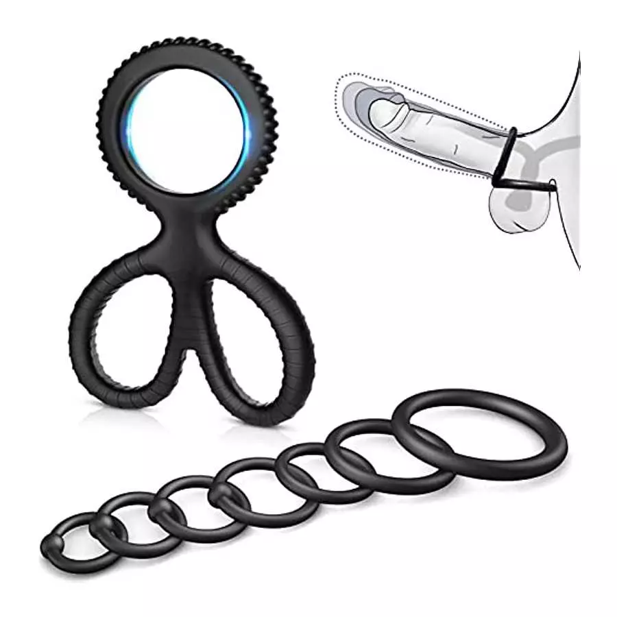Penis Rings Set with 8 Different Sizes Cock Rings for Erection Enhancing，Long Lasting Stronger Adult Sex Toy，Soft Stretchy Silic