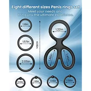 Penis Rings Set with 8 Different Sizes Cock Rings for Erection Enhancing，Long Lasting Stronger Adult Sex Toy，Soft Stretchy Silic