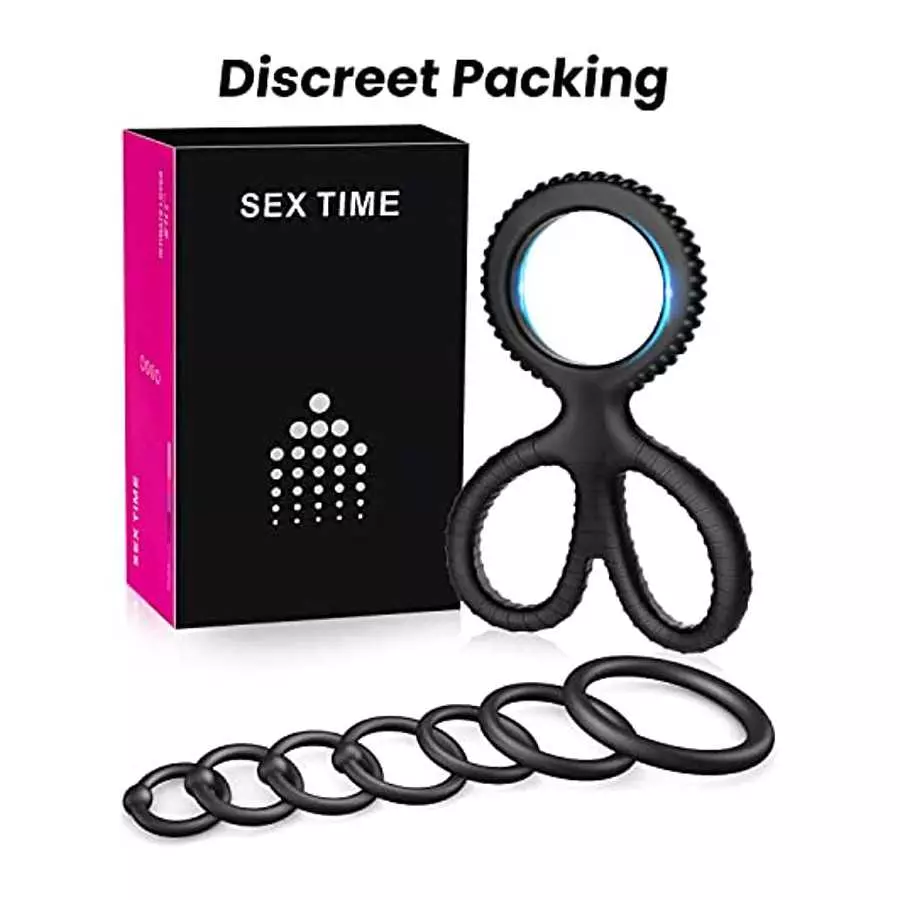 Penis Rings Set with 8 Different Sizes Cock Rings for Erection Enhancing，Long Lasting Stronger Adult Sex Toy，Soft Stretchy Silic