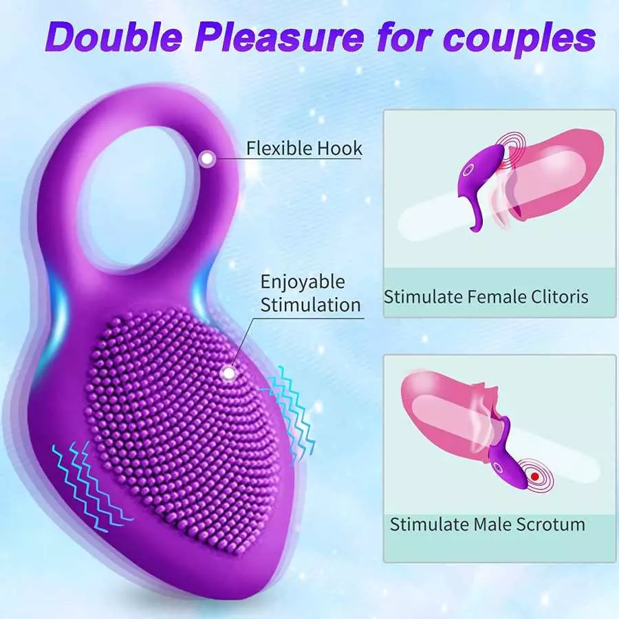 Vibrating Cock Ring,Rechargable Silicone Stretchy Penis Rings with 10 Intense Vibration Modes for Men Couples Pleasure,Male Erec