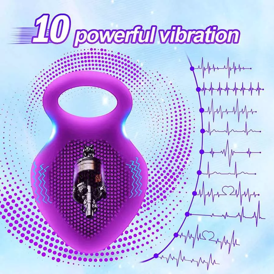 Vibrating Cock Ring,Rechargable Silicone Stretchy Penis Rings with 10 Intense Vibration Modes for Men Couples Pleasure,Male Erec