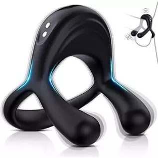 LUZINE Vibrating Cock Ring, Upgraded Version of Silicone Stretchy Penis Rings with 10 Vibrations, Men's Sex Toys with The Rabbit