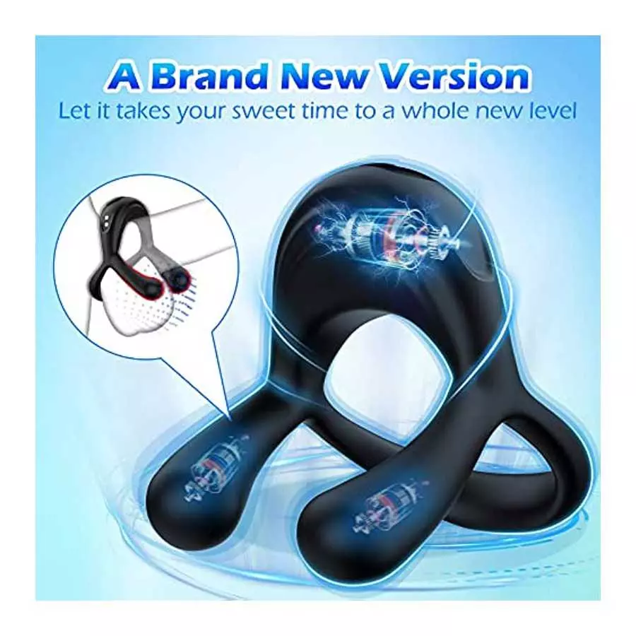 LUZINE Vibrating Cock Ring, Upgraded Version of Silicone Stretchy Penis Rings with 10 Vibrations, Men's Sex Toys with The Rabbit