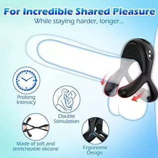 LUZINE Vibrating Cock Ring, Upgraded Version of Silicone Stretchy Penis Rings with 10 Vibrations, Men's Sex Toys with The Rabbit