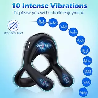 LUZINE Vibrating Cock Ring, Upgraded Version of Silicone Stretchy Penis Rings with 10 Vibrations, Men's Sex Toys with The Rabbit