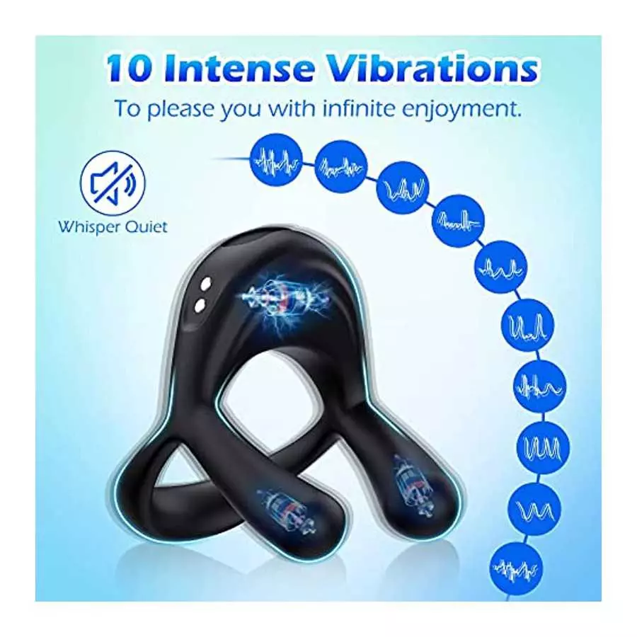 LUZINE Vibrating Cock Ring, Upgraded Version of Silicone Stretchy Penis Rings with 10 Vibrations, Men's Sex Toys with The Rabbit
