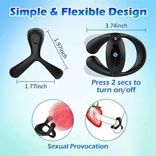 LUZINE Vibrating Cock Ring, Upgraded Version of Silicone Stretchy Penis Rings with 10 Vibrations, Men's Sex Toys with The Rabbit