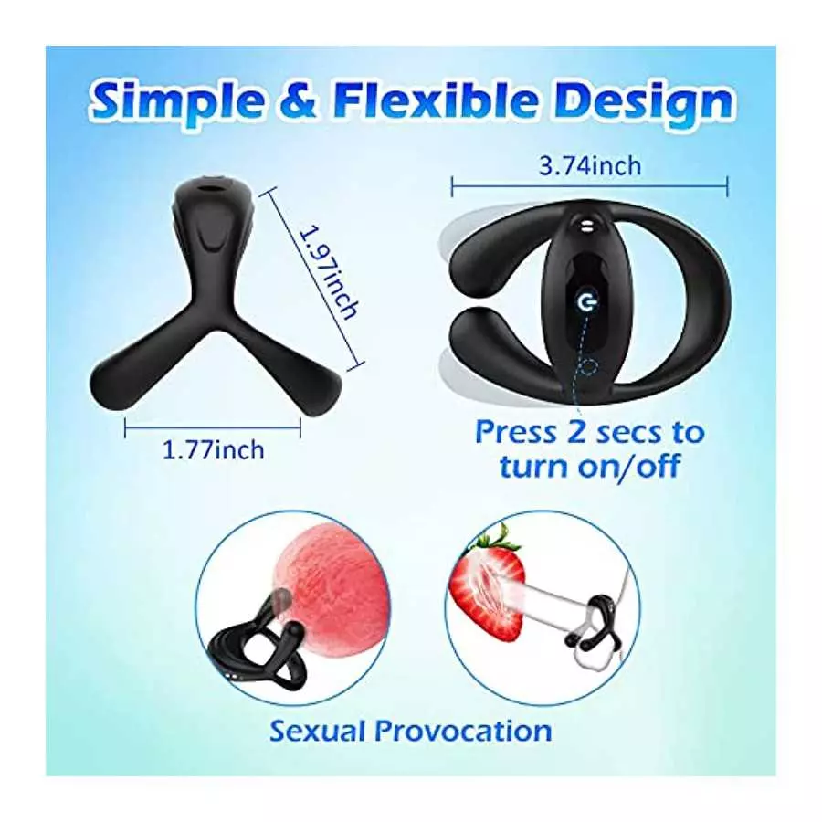 LUZINE Vibrating Cock Ring, Upgraded Version of Silicone Stretchy Penis Rings with 10 Vibrations, Men's Sex Toys with The Rabbit