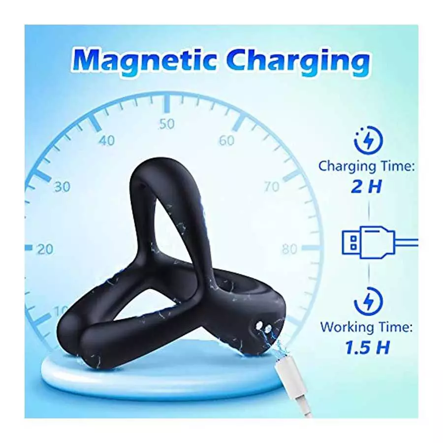 LUZINE Vibrating Cock Ring, Upgraded Version of Silicone Stretchy Penis Rings with 10 Vibrations, Men's Sex Toys with The Rabbit