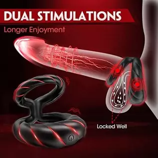 Vibrating Cock Ring, Double Penis Ring Vibrator with 10 Vibration Modes, Adult Male Sex Toys for Men Longer Harder Stronger, Sil Vibrating Cock Ring, Double Penis Ring Vibrator with 10 Vibration Modes, Adult Male Sex Toys for Men Longer Harder Stronger, Sil
