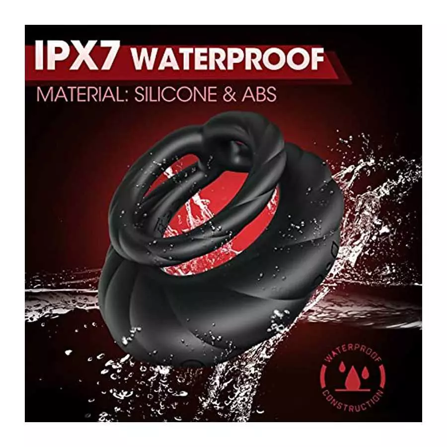 Vibrating Cock Ring, Double Penis Ring Vibrator with 10 Vibration Modes, Adult Male Sex Toys for Men Longer Harder Stronger, Sil