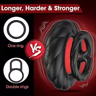 Vibrating Cock Ring, Double Penis Ring Vibrator with 10 Vibration Modes, Adult Male Sex Toys for Men Longer Harder Stronger, Sil Vibrating Cock Ring, Double Penis Ring Vibrator with 10 Vibration Modes, Adult Male Sex Toys for Men Longer Harder Stronger, Sil