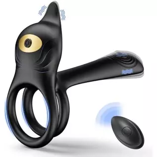 Vibrating Cock Ring,Couple Vibrator Penis Ring with 10 Vibration Modes G-Spot Clitoral 3 in 1 Double Ring Mens Vibrator,Adult Se