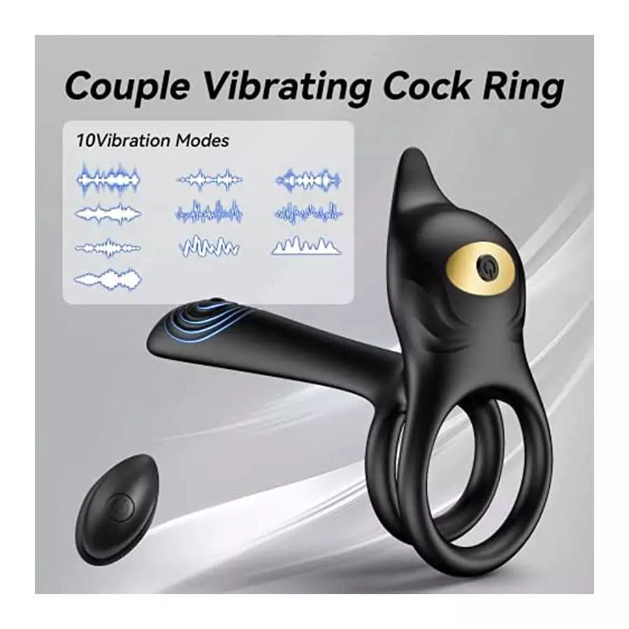 Vibrating Cock Ring,Couple Vibrator Penis Ring with 10 Vibration Modes G-Spot Clitoral 3 in 1 Double Ring Mens Vibrator,Adult Se