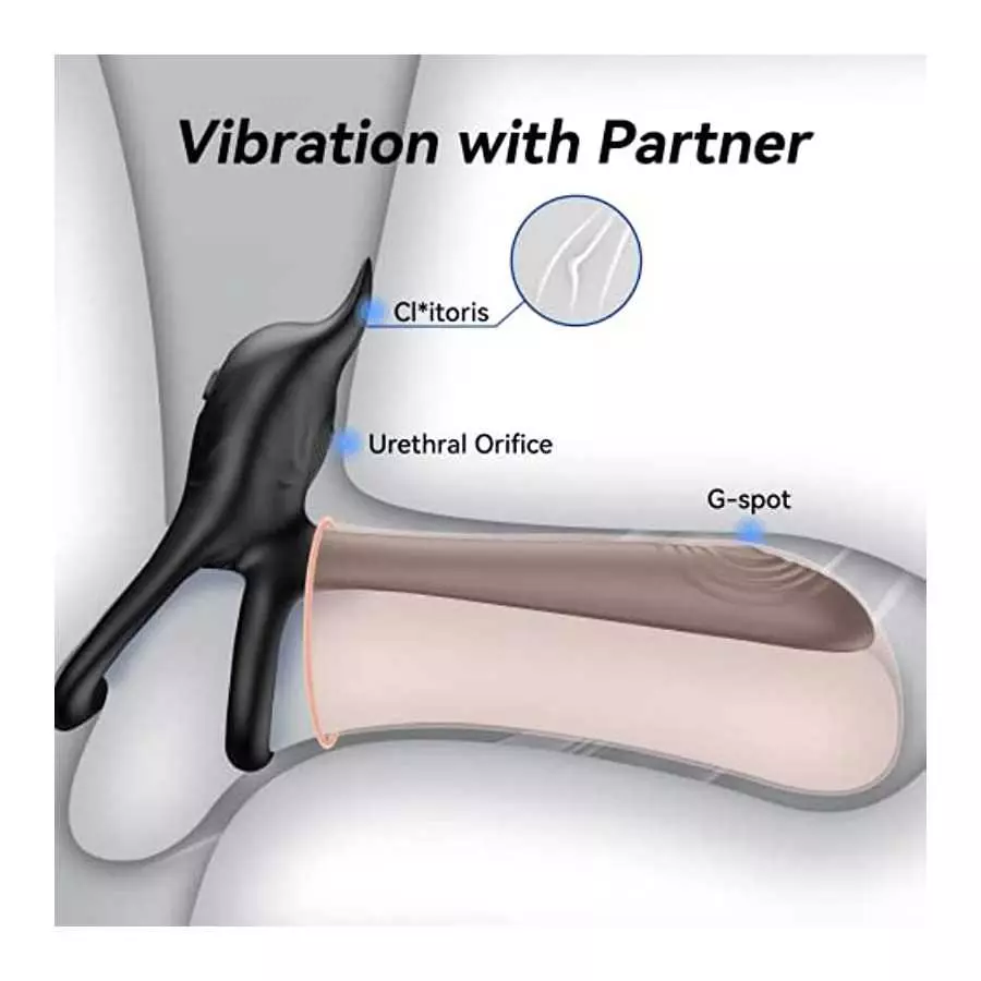 Vibrating Cock Ring,Couple Vibrator Penis Ring with 10 Vibration Modes G-Spot Clitoral 3 in 1 Double Ring Mens Vibrator,Adult Se