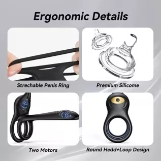 Vibrating Cock Ring,Couple Vibrator Penis Ring with 10 Vibration Modes G-Spot Clitoral 3 in 1 Double Ring Mens Vibrator,Adult Se Vibrating Cock Ring,Couple Vibrator Penis Ring with 10 Vibration Modes G-Spot Clitoral 3 in 1 Double Ring Mens Vibrator,Adult Se