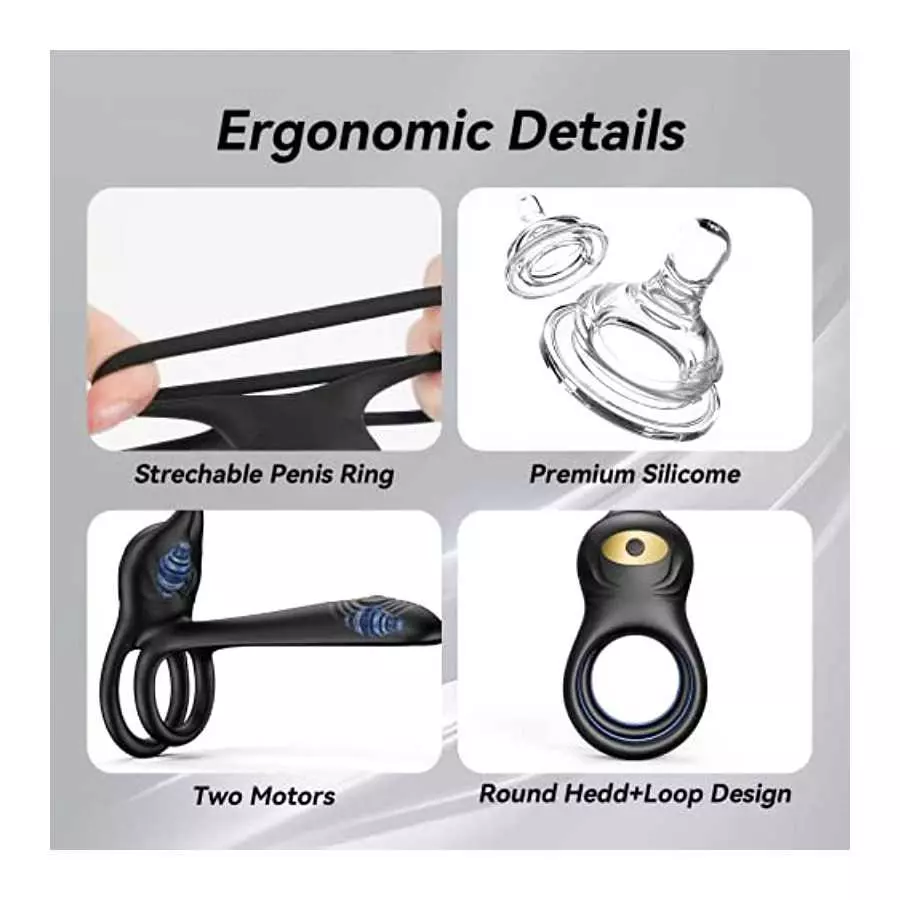 Vibrating Cock Ring,Couple Vibrator Penis Ring with 10 Vibration Modes G-Spot Clitoral 3 in 1 Double Ring Mens Vibrator,Adult Se