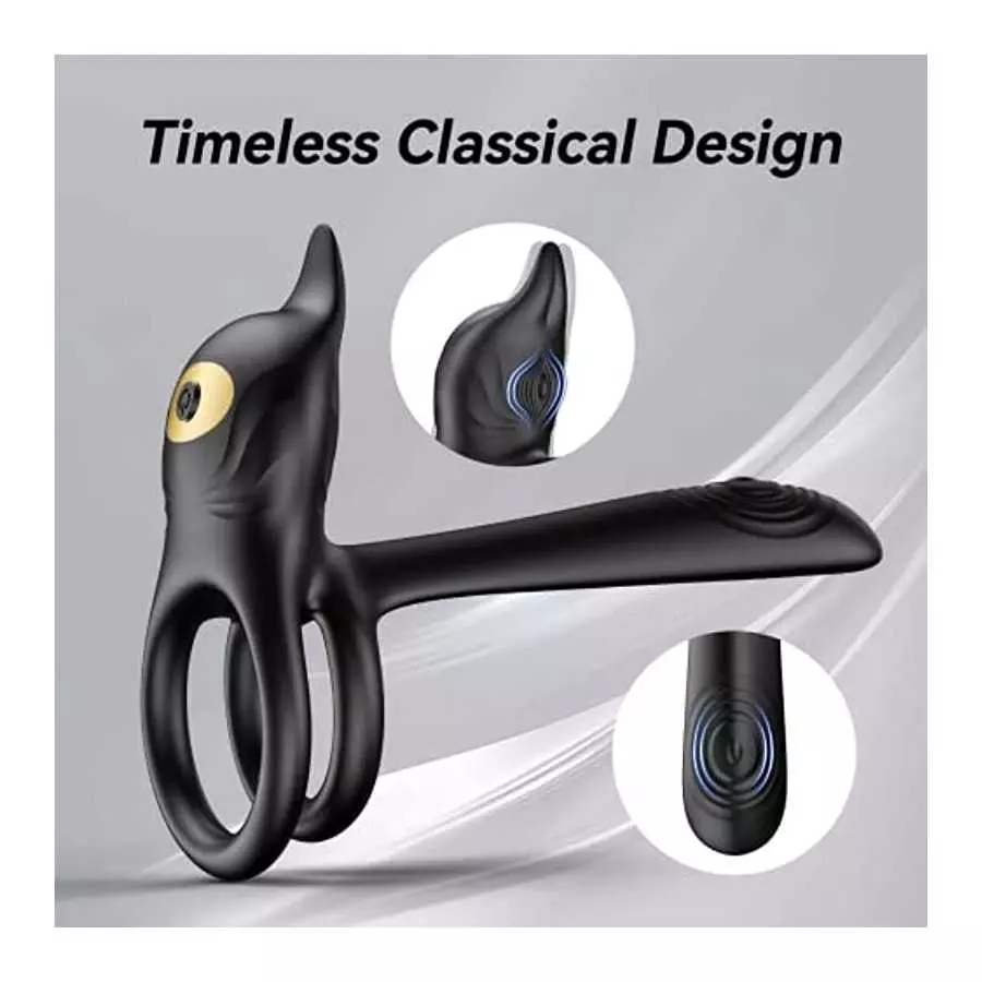 Vibrating Cock Ring,Couple Vibrator Penis Ring with 10 Vibration Modes G-Spot Clitoral 3 in 1 Double Ring Mens Vibrator,Adult Se