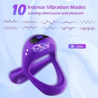 Vibrating Cock Ring, LUZINE Rechargable Silicone Stretchy Penis Rings with 10 Intense Vibrations, Triangular Mens Vibrator for S