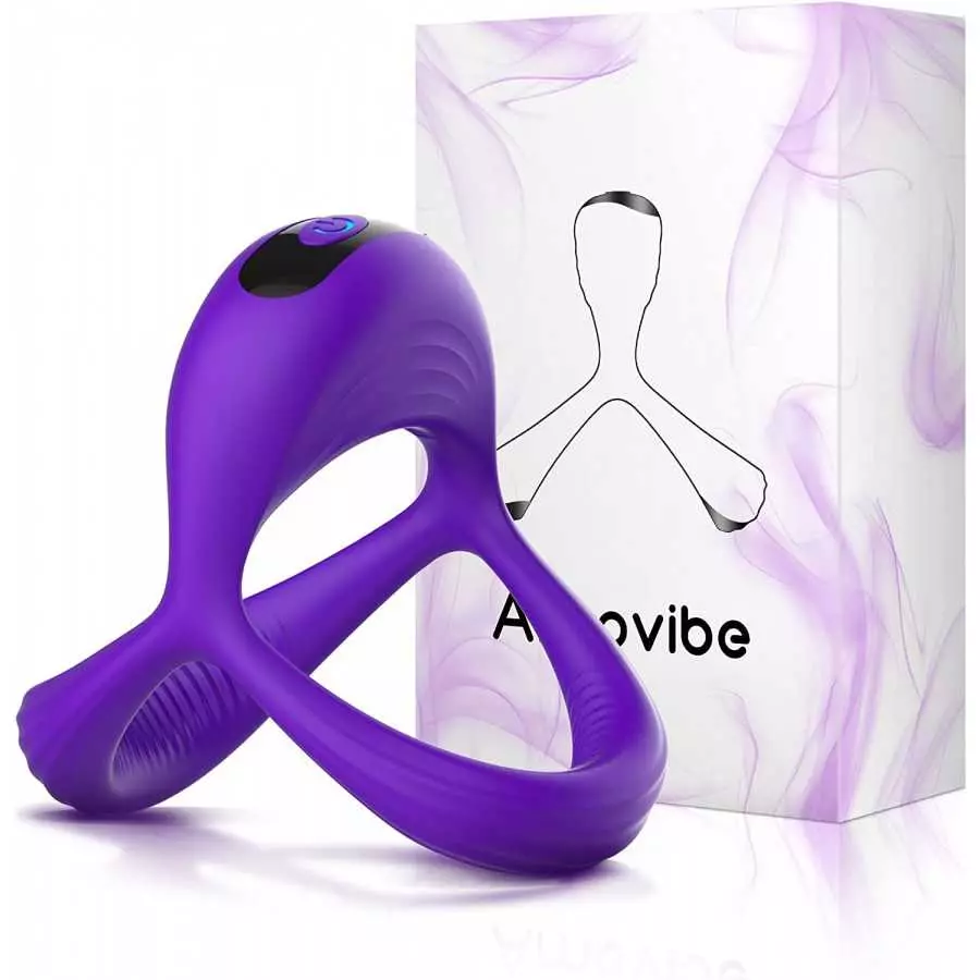 Vibrating Cock Ring, LUZINE Rechargable Silicone Stretchy Penis Rings with 10 Intense Vibrations, Triangular Mens Vibrator for S