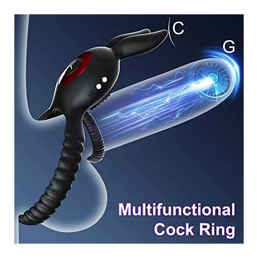 Vibrating Cock Ring Sex Toys - Double Penis Ring Male Sex Toys for Men with 10 Vibration, Bunny Ears Adult Toys G Spot Cockring