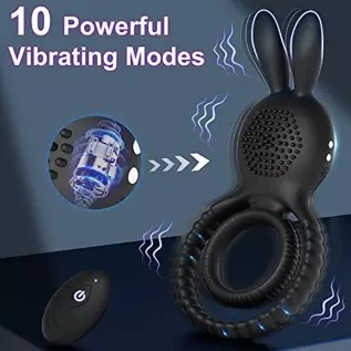Vibrating Cock Ring Sex Toys - Double Penis Ring Male Sex Toys for Men with 10 Vibration, Bunny Ears Adult Toys G Spot Cockring