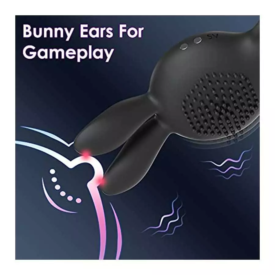 Vibrating Cock Ring Sex Toys - Double Penis Ring Male Sex Toys for Men with 10 Vibration, Bunny Ears Adult Toys G Spot Cockring