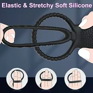 Vibrating Cock Ring Sex Toys - Double Penis Ring Male Sex Toys for Men with 10 Vibration, Bunny Ears Adult Toys G Spot Cockring