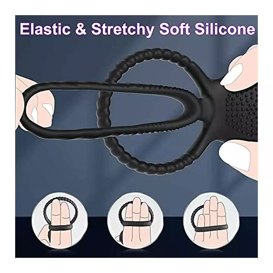 Vibrating Cock Ring Sex Toys - Double Penis Ring Male Sex Toys for Men with 10 Vibration, Bunny Ears Adult Toys G Spot Cockring