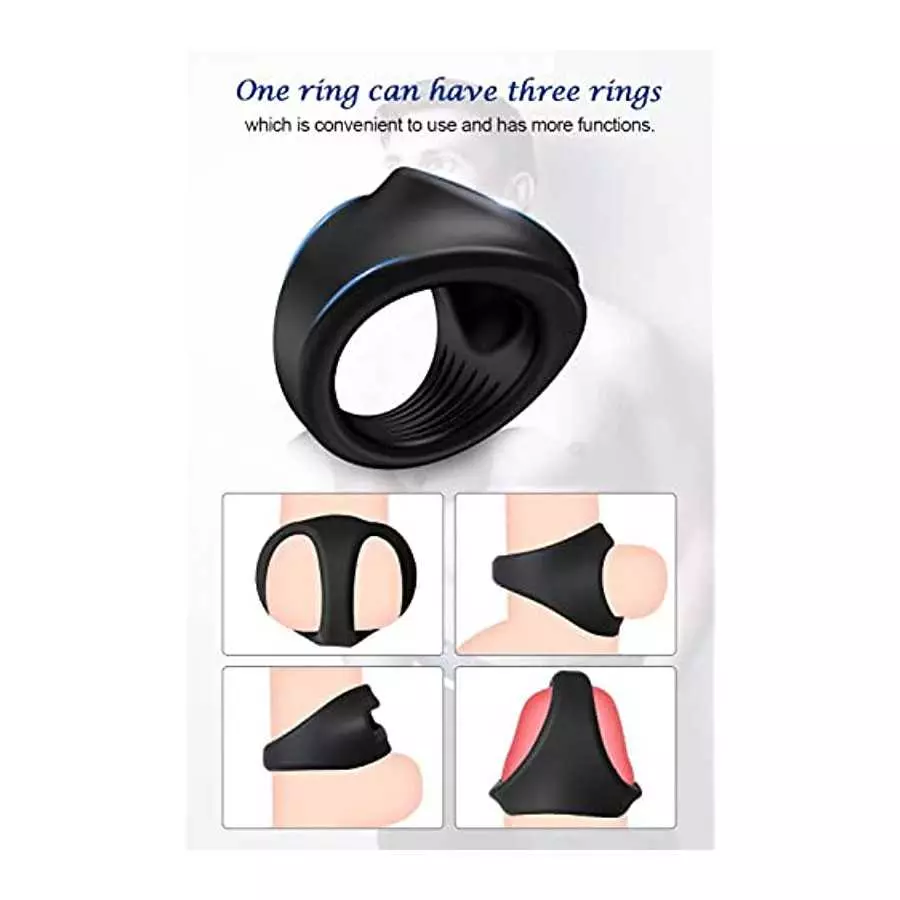 Silicone Penis Ring for Men, 3 in 1 Ultra Soft Stretchy Cock Ring Penis Enlargers, Sex Toy for Men & Couples, Premium Stretchy,