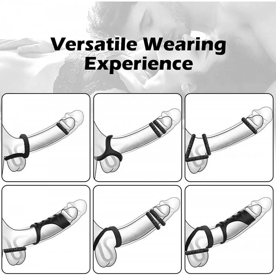 Silicone Penis Rings Set, KUSHOR 7 PCS Ultra Soft Stretchy Men's Cock Ring for Harder Longer Stronger Erection - Better Sex - Pr