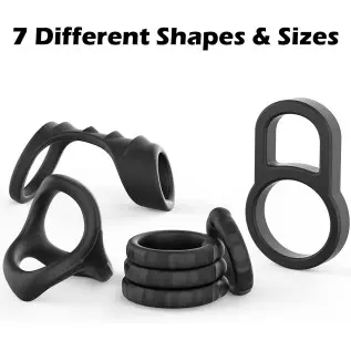 Silicone Penis Rings Set, KUSHOR 7 PCS Ultra Soft Stretchy Men's Cock Ring for Harder Longer Stronger Erection - Better Sex - Pr