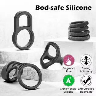 Silicone Penis Rings Set, KUSHOR 7 PCS Ultra Soft Stretchy Men's Cock Ring for Harder Longer Stronger Erection - Better Sex - Pr
