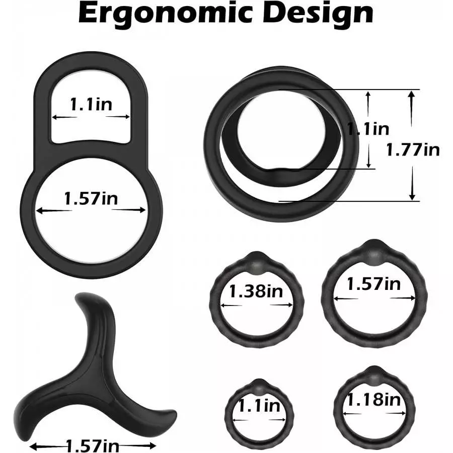 Silicone Penis Rings Set, KUSHOR 7 PCS Ultra Soft Stretchy Men's Cock Ring for Harder Longer Stronger Erection - Better Sex - Pr