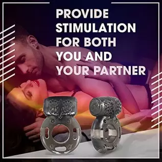 Cock Ring Set - 2X Vibrating Cock Ring for Everyone with Clit Stimulator, for Increased Stamina & Enhanced Erections - Sex Toys
