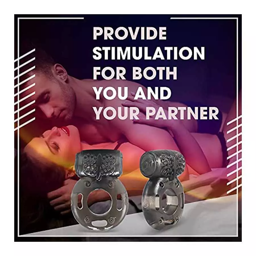 Cock Ring Set - 2X Vibrating Cock Ring for Everyone with Clit Stimulator, for Increased Stamina & Enhanced Erections - Sex Toys
