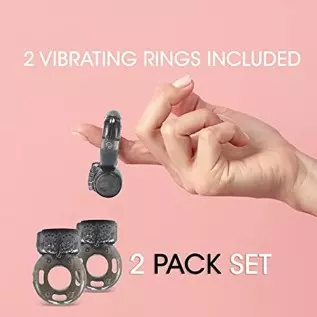 Cock Ring Set - 2X Vibrating Cock Ring for Everyone with Clit Stimulator, for Increased Stamina & Enhanced Erections - Sex Toys