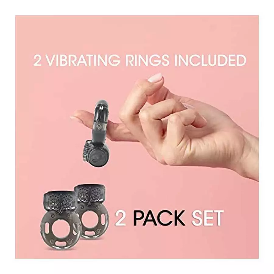 Cock Ring Set - 2X Vibrating Cock Ring for Everyone with Clit Stimulator, for Increased Stamina & Enhanced Erections - Sex Toys