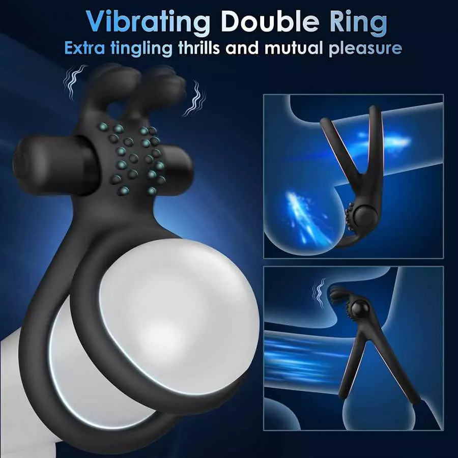 Cock Ring Sex Toys for Men, 7 Different Sizes Soft Silicone Penis Ring with Vibrator for Erection, Lasting Stronger Men Sex Toy,