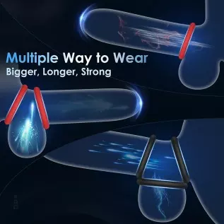 Cock Ring Sex Toys for Men, 7 Different Sizes Soft Silicone Penis Ring with Vibrator for Erection, Lasting Stronger Men Sex Toy,