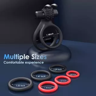 Cock Ring Sex Toys for Men, 7 Different Sizes Soft Silicone Penis Ring with Vibrator for Erection, Lasting Stronger Men Sex Toy,