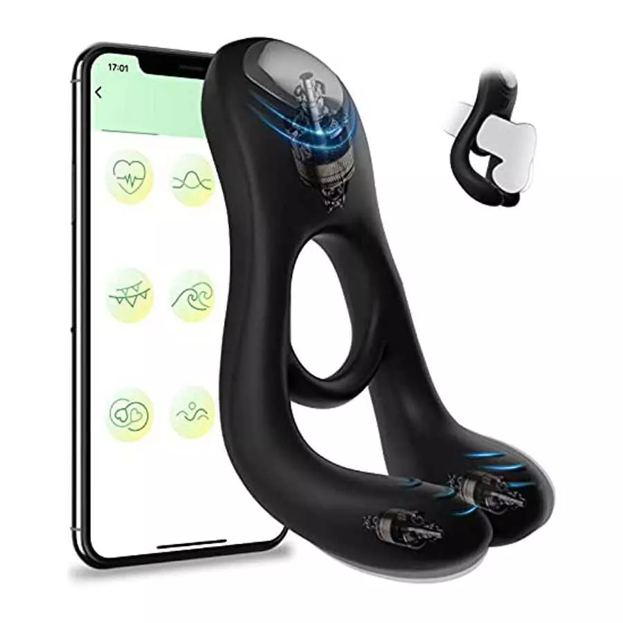 Vibrating Cock Ring, Yonhey Rechargeable Silicone Penis Rings Vibrator with 9 Vibrating Modes, Penis Enlargers Erect Support Rin